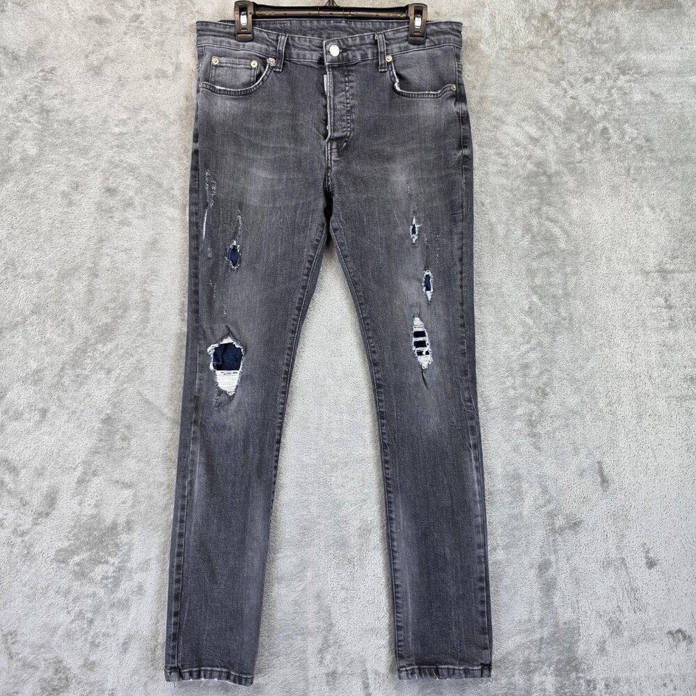 Dsquared2 Skinny Dan Jeans Mens 34 Distressed Denim Button Fly Italy Designer